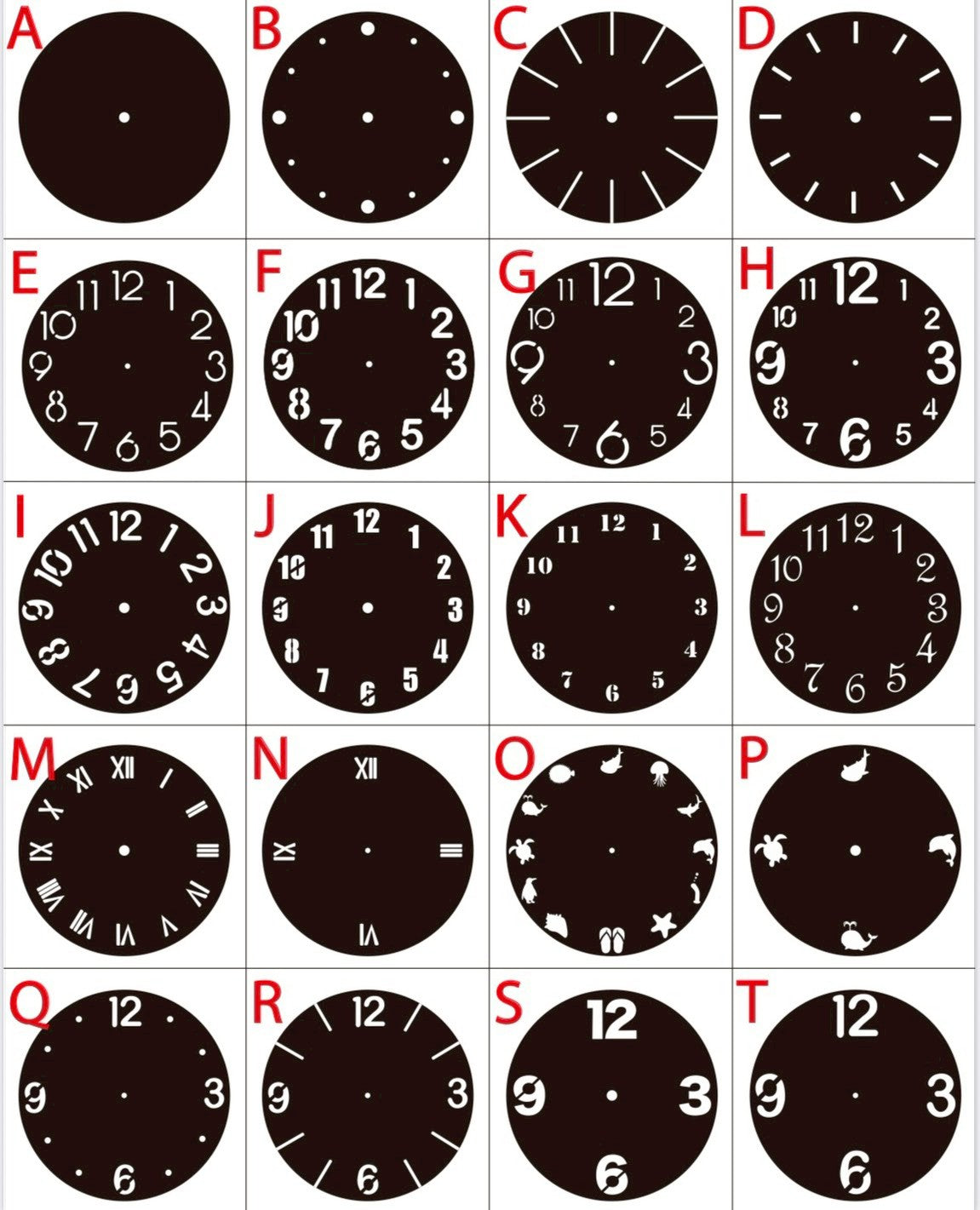 レジンアート材料（No.A〜T）+330円 時計文字盤